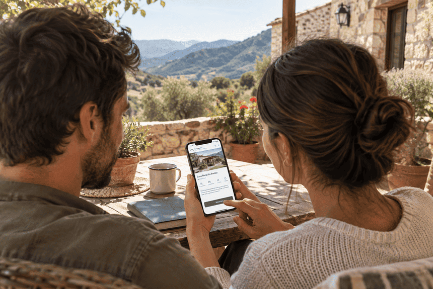 Página web de un alojamiento rural consultada desde un teléfono móvil